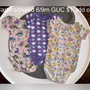Floral Cupcake and Dinosaur Print Baby One Piece Set
